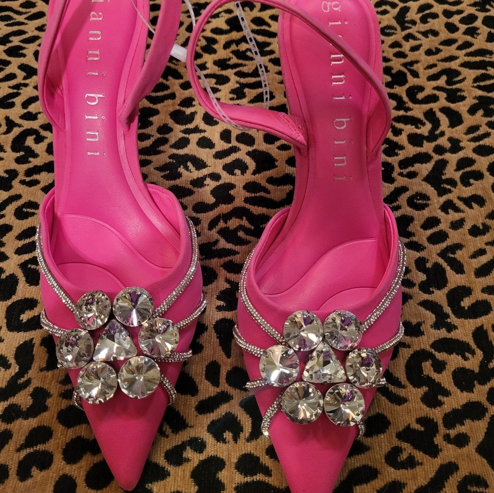 Gianni Bini Vibrant Pink Crystal Heels